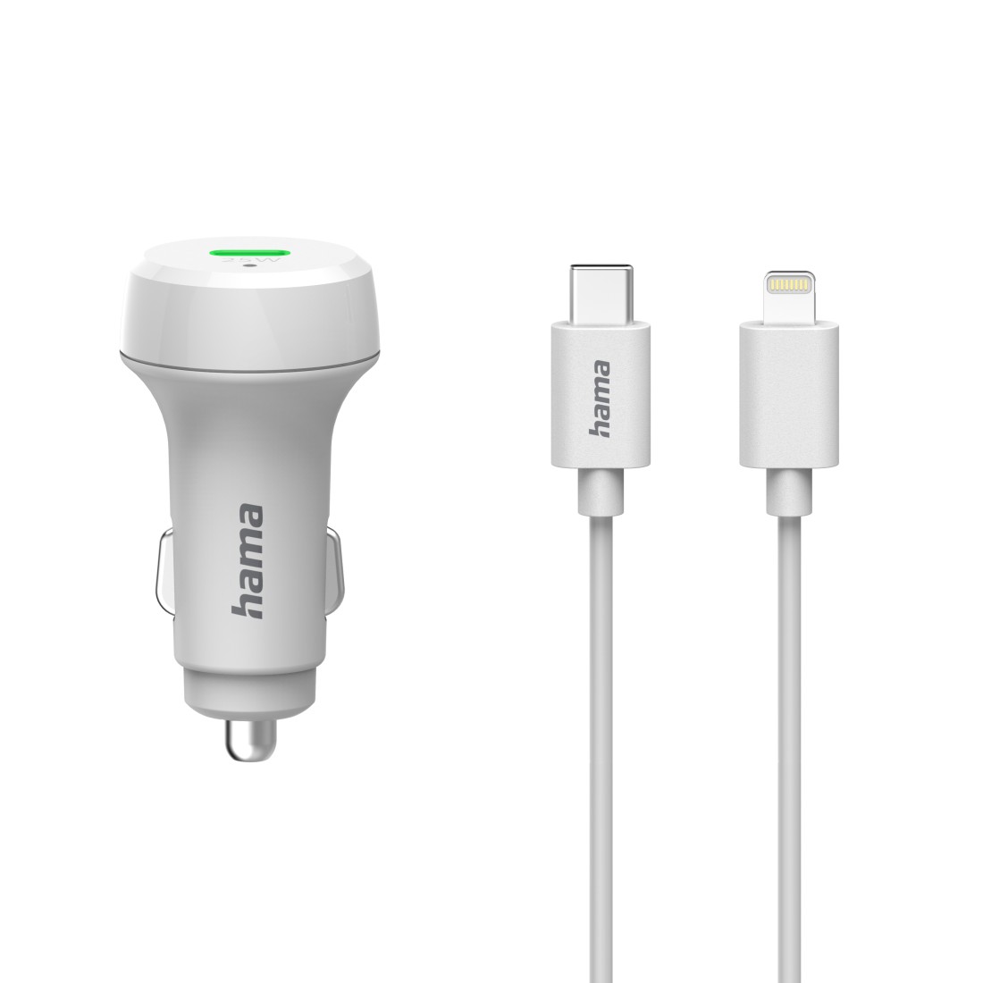 Chargeur auto. rapide avec câble Lightning PD, 20 W, 1 m, blanc