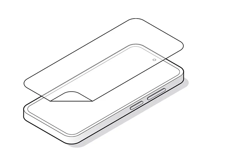 Infographic van een smarthphone met displaybescherming.